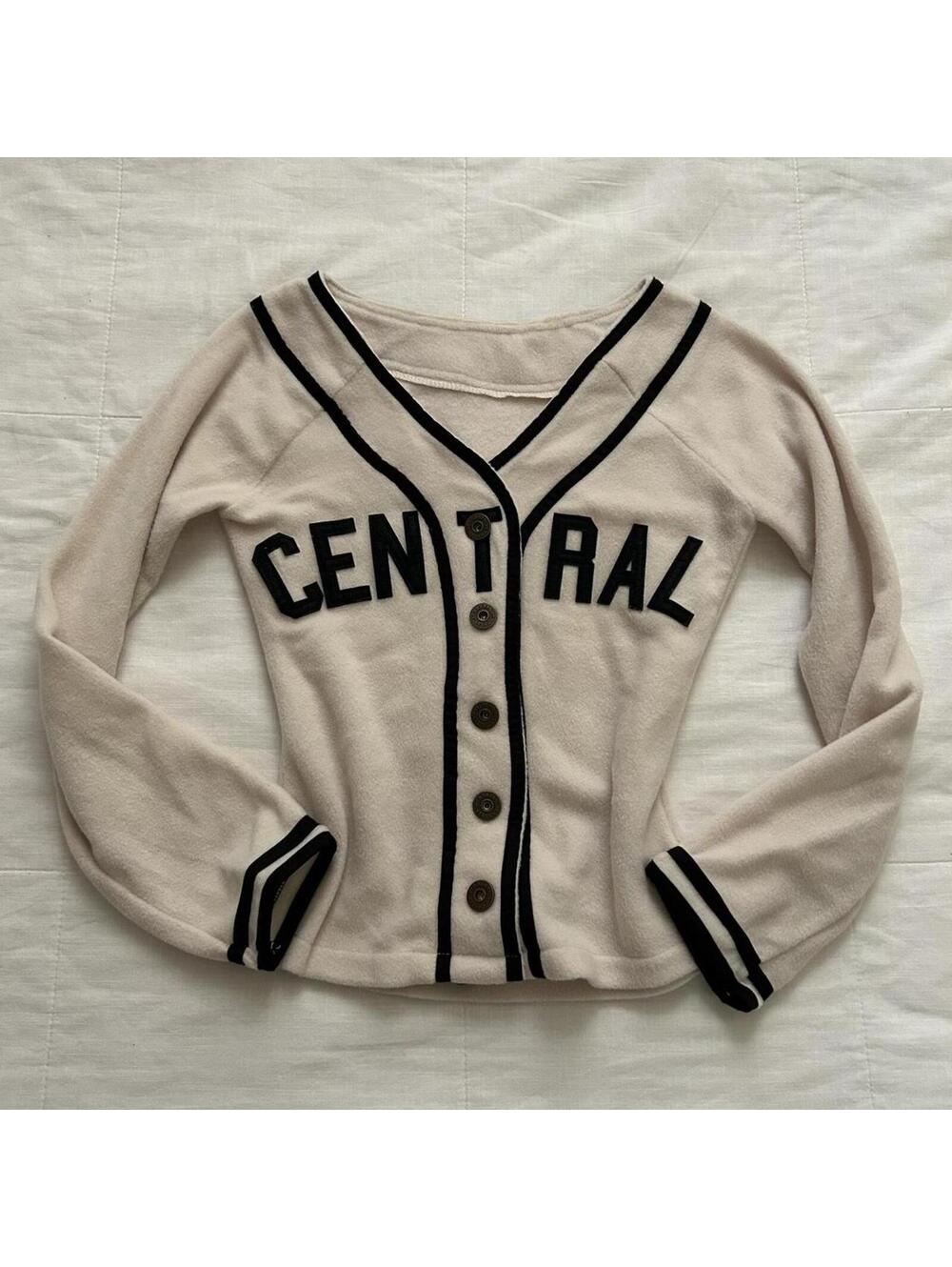 d.i.a. Cream Black Fleece Baseball Jersey Top Gyaru Size XS Japan
